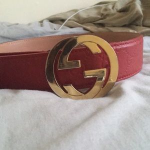 Red Gucci Monogram Belt